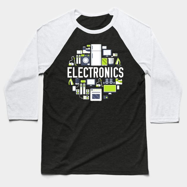 electronics concept Baseball T-Shirt by Mako Design 